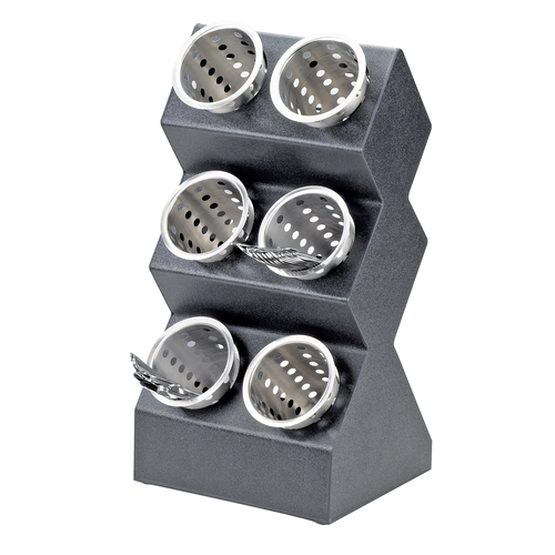 Cal-Mil 1016-6 Classic 11" x 8" 3-Tier Black Plastic Flatware Holder