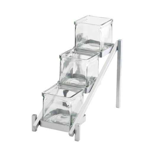Cal-Mil 1149-74 6.25" x 13.25" Silver 3-Tier Condiment Organizer
