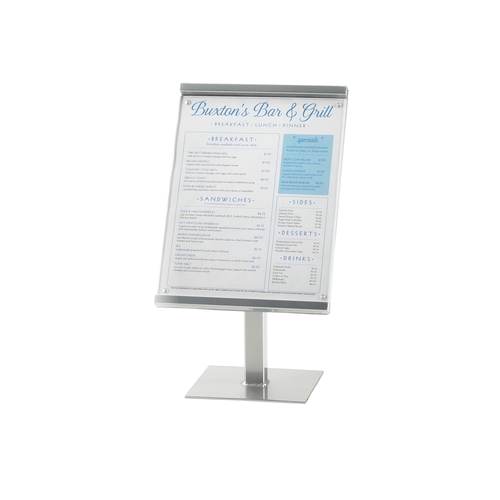 Cal-Mil 1153-15-74 One By One 8.75" x 8.75" x 15.5"H Silver Metal Sign Stand