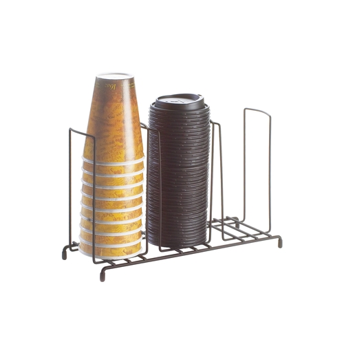 Cal-Mil 1229 13" x 4.5" Black Iron (3) Section Cup/Lid Organizer
