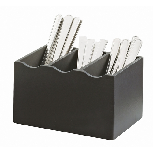 Cal-Mil 1244-96 Midnight Bamboo 8.25" x 5.5" (3) Compartment Cutlery Holder