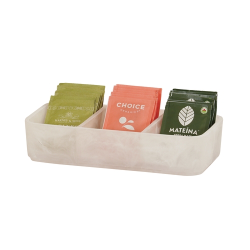 Cal-Mil 1246-126 9.5" x 4.4" White Swirl Resin Serving Tray