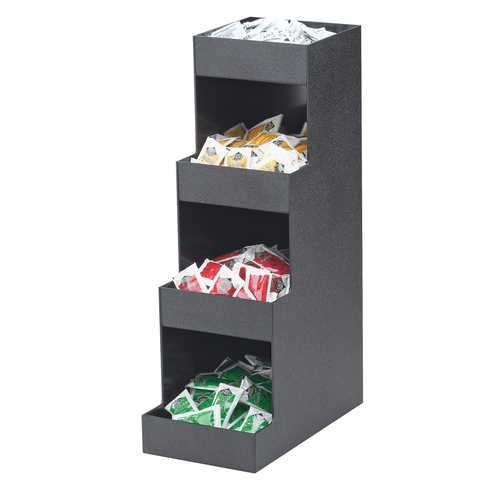Cal-Mil 1261 Classic 6.5" x 12" Black Plastic 4-Tier Condiment Organizer