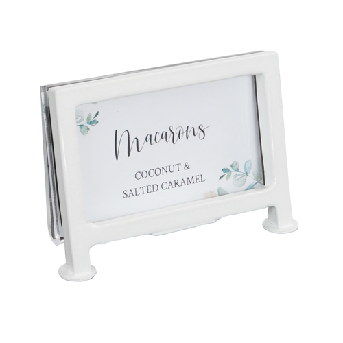 Cal-Mil 1262-15 3.5" x 2"H White Iron Card Holder w/ Clear Acrylic Inserts