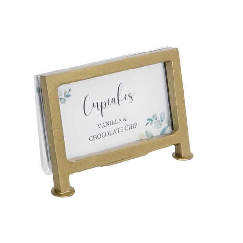 Cal-Mil 1262-90 3.5" x 2"H Gold Iron Card Holder w/ Clear Acrylic Inserts