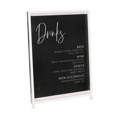 Cal-Mil 1264-15 8.5" x 11"H White Iron Sign Holder w/ Clear Acrylic Insert