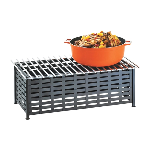 Cal-Mil 1361-22 22" x 12" Black Iron Rectangular Chafing Dish Stand