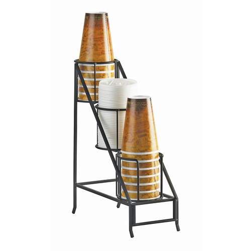 Cal-Mil 1452 8" x 12" Black Wire (3) Section Cup/Lid Organizer