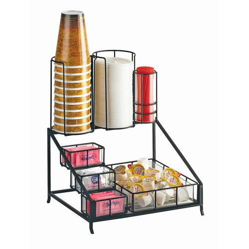 Cal-Mil 1453 12" x 10.5" Black Wire (7) Section Cup/Lid Organizer