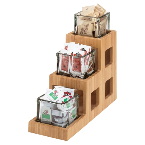 Cal-Mil 1486 Bamboo 5" x 14" x 13"H 3-Tier Condiment Organizer