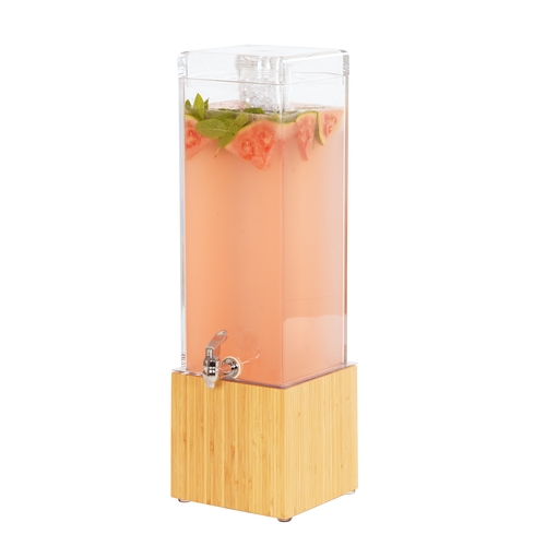 Cal-Mil 1527-3-60 Bamboo 8.25" x 9.75" Clear 3 Gallon Beverage Dispenser
