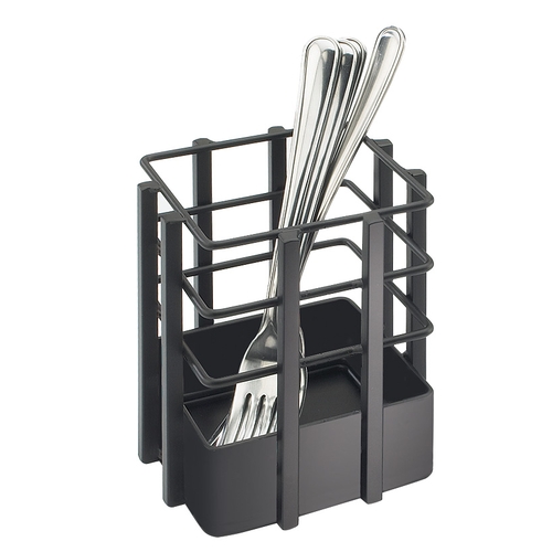 Cal-Mil 1544-13 SoHo 4" x 4" Black Metal Flatware Dispenser - 4 Each