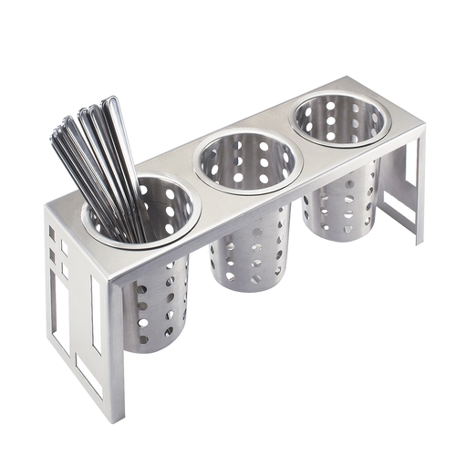 Cal-Mil 1608-55 Squared 16"x 5.25" Stainless Steel Flatware Cylinder Display