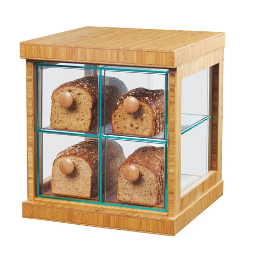 Cal-Mil 1718-60 Bamboo 16.5" x 15" Clear Acrylic 2-Tier Bread Case