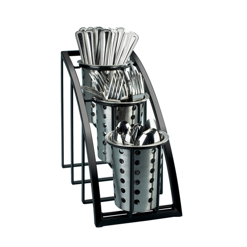 Cal-Mil 1746-3-13 Mission 7" x 13" x 10.75"H Black 3-Tier Condiment Organizer