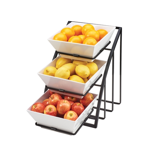 Cal-Mil 1750-13 Mission 12" x 19" Black Metal 3-Tier Condiment Organizer