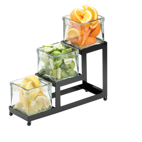 Cal-Mil 1803-4-13 4" x 12" Black Frame 3-Tier Condiment Organizer