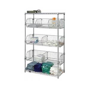 Quantum Food Service 1836BC6C 36x18x63 Chrome Plated 2 Wire Shelf Stationary Basket Unit