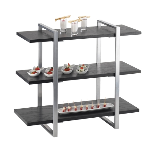 Cal-Mil 1940-96 Midnight Bamboo 28" x 12" Silver Frame 3-Tier Display Stand