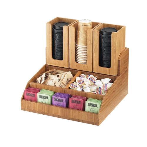 Cal-Mil 2019-60 Bamboo 15" x 14.25" (3) Sections Condiment Organizer
