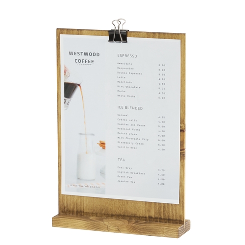 Cal-Mil 2036-811-99 Madera 9.25" x 2.5" Pine Wood Menu Holder - 6 Each