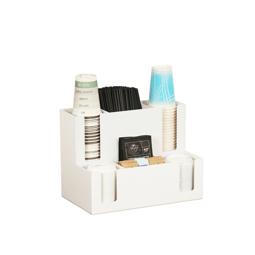 Cal-Mil 2041-15 Classic 14.5" x 8.75" White Plastic Cups/Lids Organizer