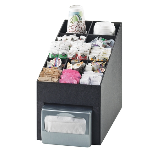 Cal-Mil 2042 Classic 10" x 17.25" Black Plastic Condiment Organizer