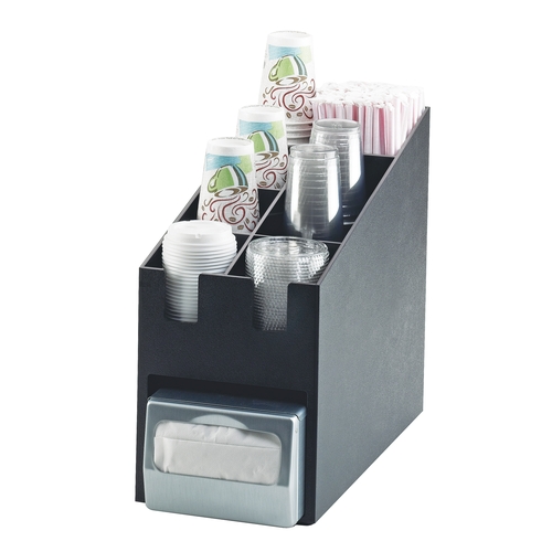 Cal-Mil 2046 Classic 9.25" x 19.25" Black Plastic Condiment Organizer