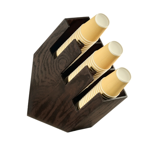 Cal-Mil 2048-3-112 Heritage 17" x 4.5" Dark Oak Wood Angled Cups/Lids Organizer