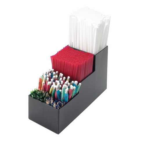 Cal-Mil 213 Classic 3.5" x 9.25" Black Plastic Straw Organizer