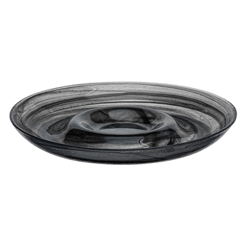 Mikasa Hospitality 2166-43 Ardacam Black Glass 10.6" Dia. Chip-N-Dip Plate - 1 Doz