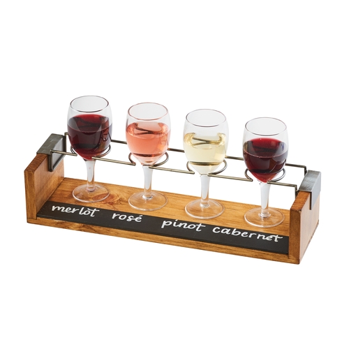 Cal-Mil 22010-99 13.5" x 4" Wooden Wine Taster Board w/ Chalkboard - 6 Each