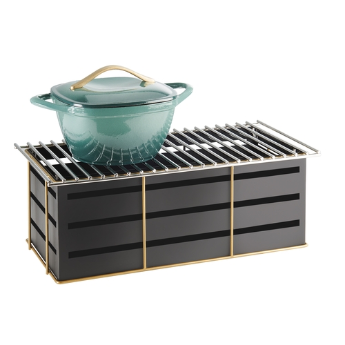 Cal-Mil 22083-90 Empire 19.75" x 10" Black Rectangular Chafing Dish Stand