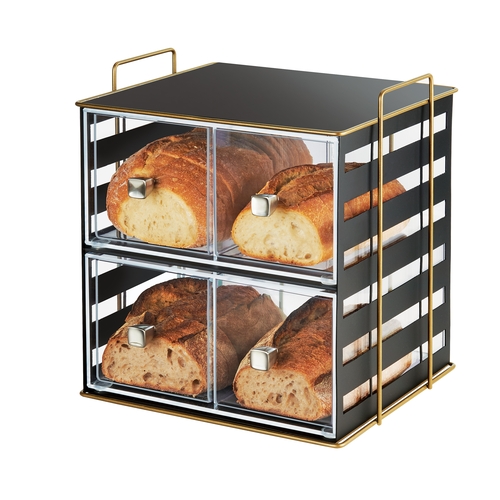 Cal-Mil 22088-90 Empire 13" x 11.25" Black Steel (4) Section Bread Display