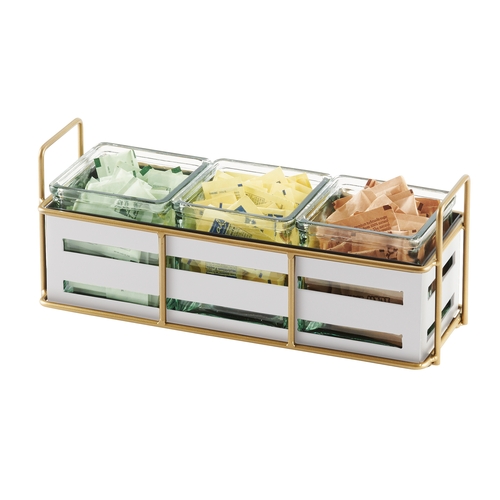 Cal-Mil 22091-15 Empire 12.5" x 4.5" x 5.25"H Gold Wire Condiment Organizer