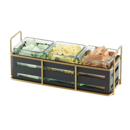Cal-Mil 22091-90 Empire 12.5" x 4.5" x 5.25"H Gold Wire Condiment Organizer