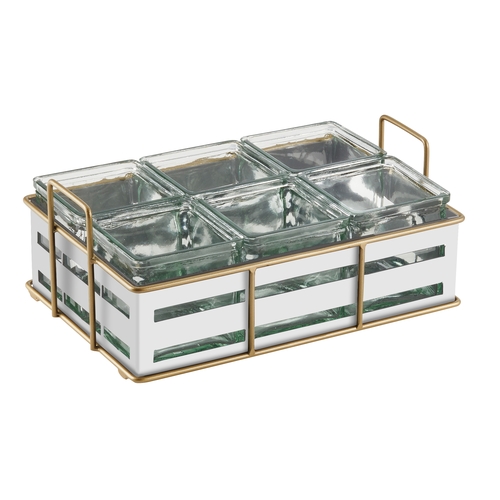 Cal-Mil 22092-15 Empire 12.5" x 8.5" x 5.25"H Gold Wire Condiment Organizer