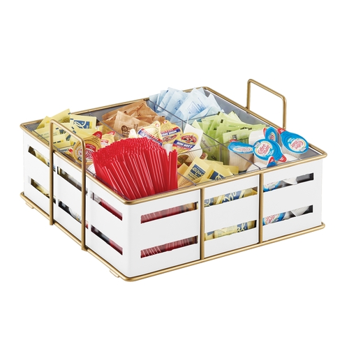 Cal-Mil 22093-15 Empire 11.75" x 11.5" x 6"H Gold Wire Condiment Organizer