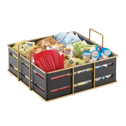 Cal-Mil 22093-90 Empire 11.75" x 11.5" x 6"H Gold Wire Condiment Organizer