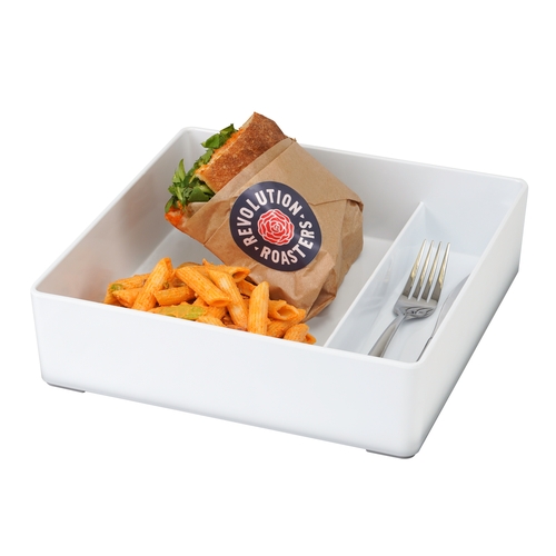 Cal-Mil 22309-15 10" x 10" x 2.75"H White Melamine Bento Box - 6 Each