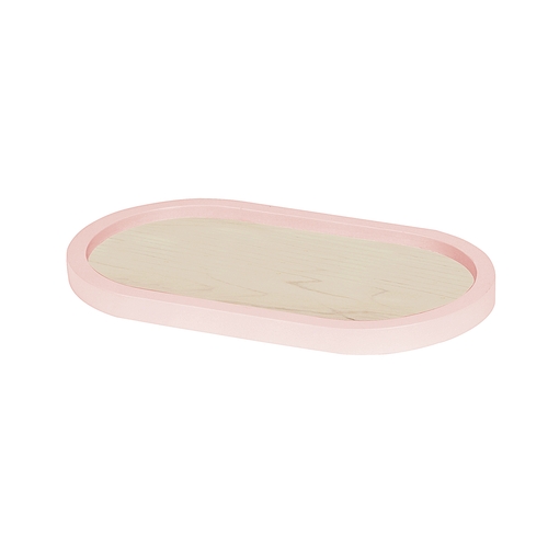 Cal-Mil 22379-712-108 Blonde 7" x 12" Maple Oval Serving Tray w/ Blush Rim