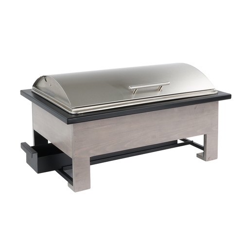 Cal-Mil 22415-110 Aspen 14.25" x 22" Black Metal Chafing Dish w/ Windguard
