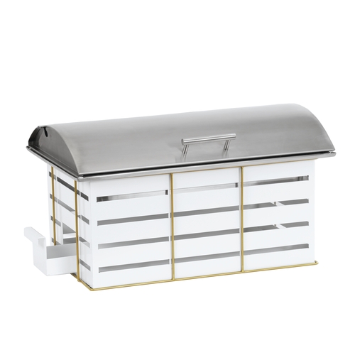 Cal-Mil 22630-15 Empire 7" x 7.25" White Chafing Dish w/ Lift Top Cover