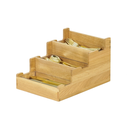 Cal-Mil 23186-21 Sydney 12" x 10" x 3"H Oak 3-Section Flatware Organizer