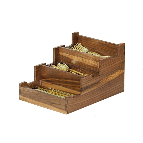 Cal-Mil 23186-78 Sydney 12" x 10" x 3"H Walnut 3-Section Flatware Organizer