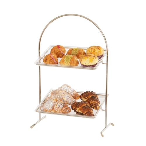 Cal-Mil 23402-49 18" x 10.5" x 20.75"H 2-Tier Chrome Bakery Stand