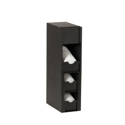 Cal-Mil 23421-13 Classic 6" x 11.5" Black Plastic 3-Section Straw Holder