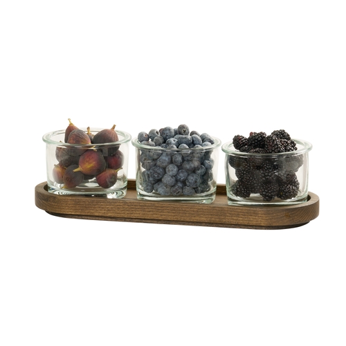 Cal-Mil 23430-136 Melrose 6" x 17" x 4.5"H Brown Wood Condiment Organizer