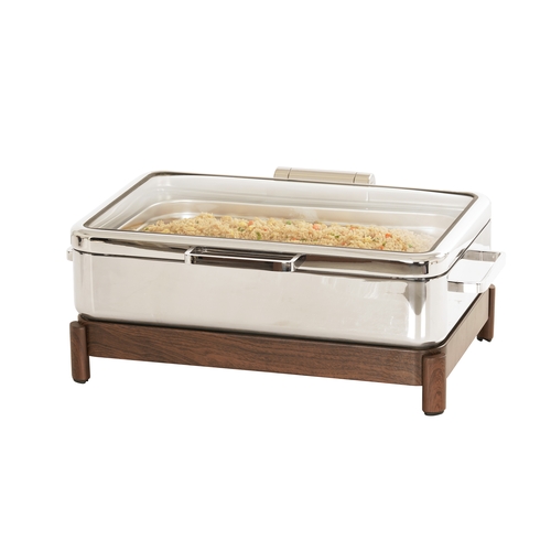 Cal-Mil 23718-78 26" x 18.5" x 10"H Walnut Induction Chafing Dish