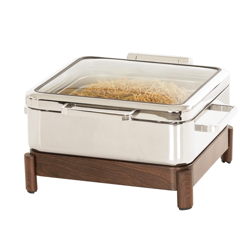 Cal-Mil 23719-78 16" x 16" x 10"H Walnut Induction Chafing Dish
